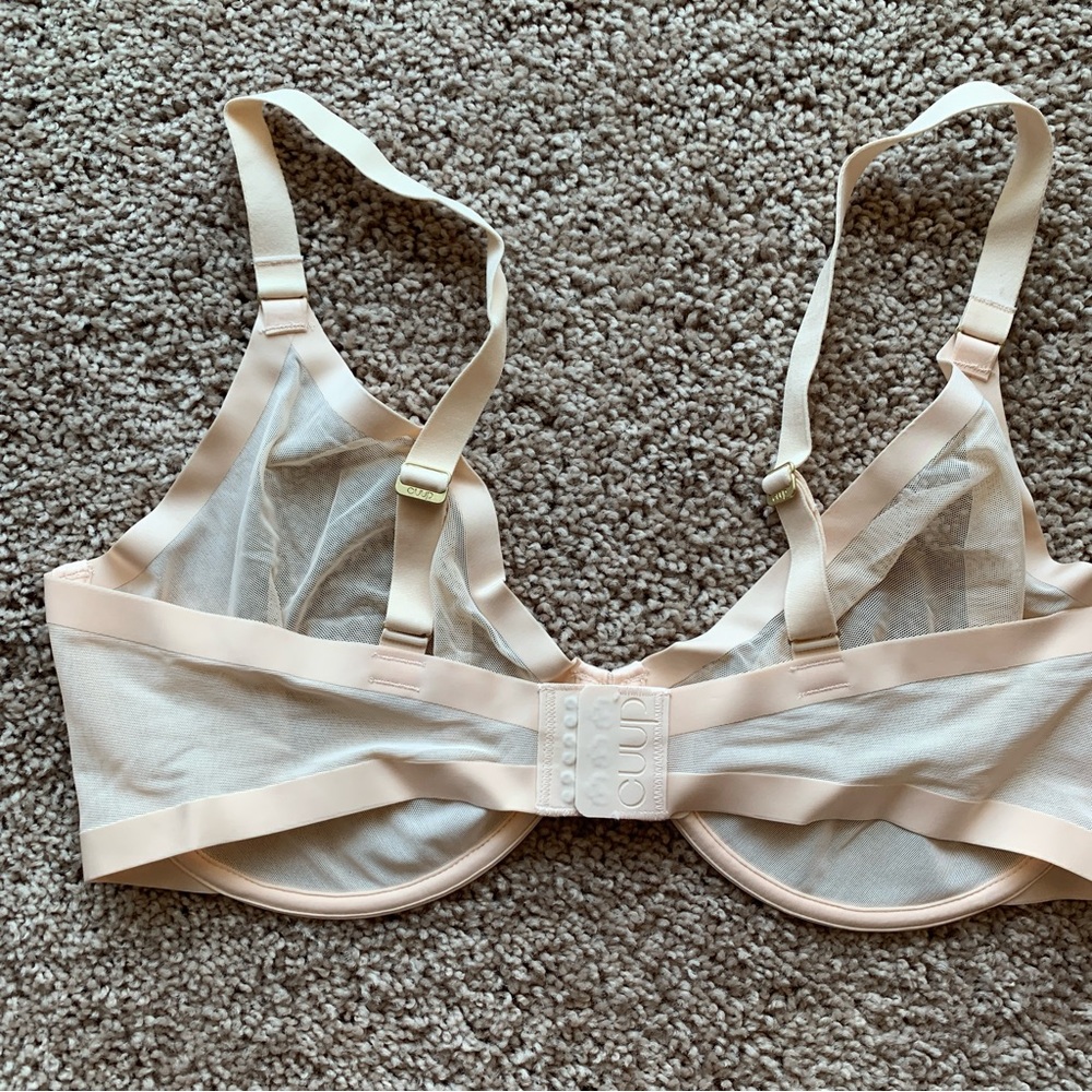 Cuup The Plunge Bra Size 38F Ivory Off White Sheer Mesh Underwire Adjustable - Picture 2 of 10